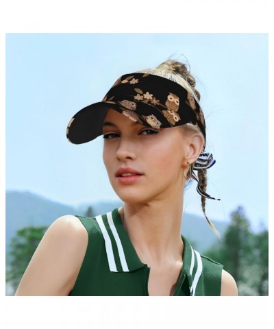 Unisex Visor Hat for Men and Women Cute Brown Cartoon Owls in The Night Summer Sun Golf Caps Driving Hats $11.91 Visors