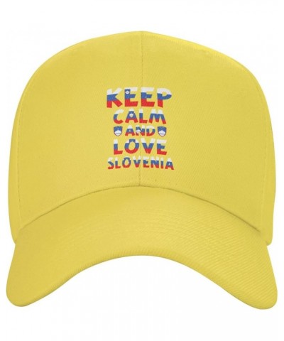 Keep Calm and Love Slovenia Baseball Cap for Men Women Dad Hat Classic Adjustable Golf Hats Yellow $10.73 Baseball Caps