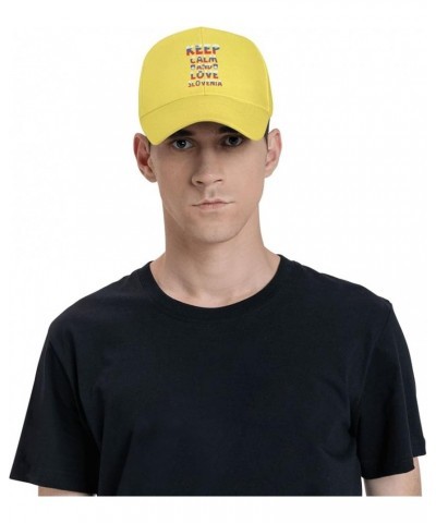 Keep Calm and Love Slovenia Baseball Cap for Men Women Dad Hat Classic Adjustable Golf Hats Yellow $10.73 Baseball Caps