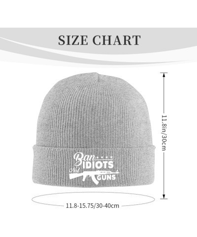 Breathable ban Idiots not Guns Cuff Beanie Cap Slouchy Knit Skull Cap Warm Winter hat Gray $9.00 Skullies & Beanies