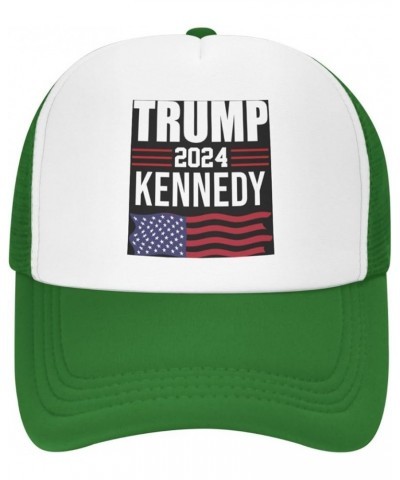 Trump-Kennedy 2024 Trucker Hat Mesh Baseball Cap Men Sun Hat Women Ponytail hat Golf Dad Cap Fishing hat Black Green $11.02 B...