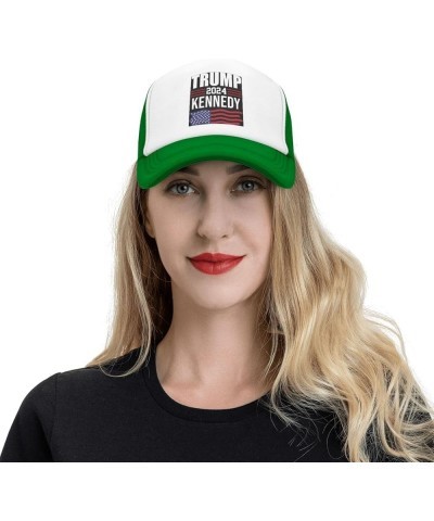 Trump-Kennedy 2024 Trucker Hat Mesh Baseball Cap Men Sun Hat Women Ponytail hat Golf Dad Cap Fishing hat Black Green $11.02 B...