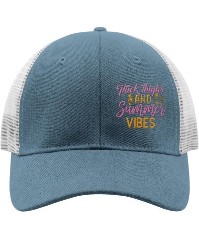 Glitter Baseball Hats Thick Thighs and Summer Vibes Embroidery Dad Cap for Men Casual Adjustable for School Skyblue $17.75 Ba...