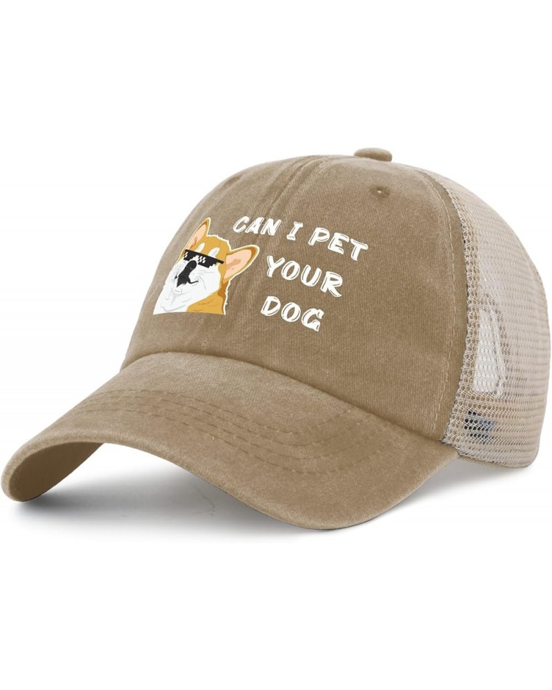 Can I Pet Your Dog Hat Men Funny Tennis Hats for Men AllBlack Caps Trendy for Dance Teacher Pigment Khaki $13.18 Baseball Caps