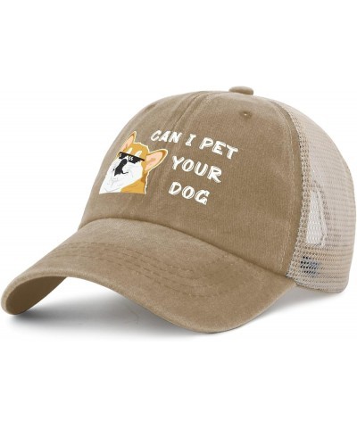 Can I Pet Your Dog Hat Men Funny Tennis Hats for Men AllBlack Caps Trendy for Dance Teacher Pigment Khaki $13.18 Baseball Caps