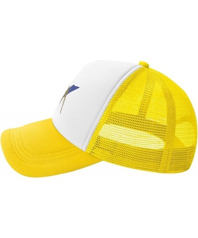 Masonic Mesh Trucker Hat Men Baseball Cap Men Ponytail Hat Women Dad Hat Adjustable Sun Hat Black Yellow $11.40 Baseball Caps