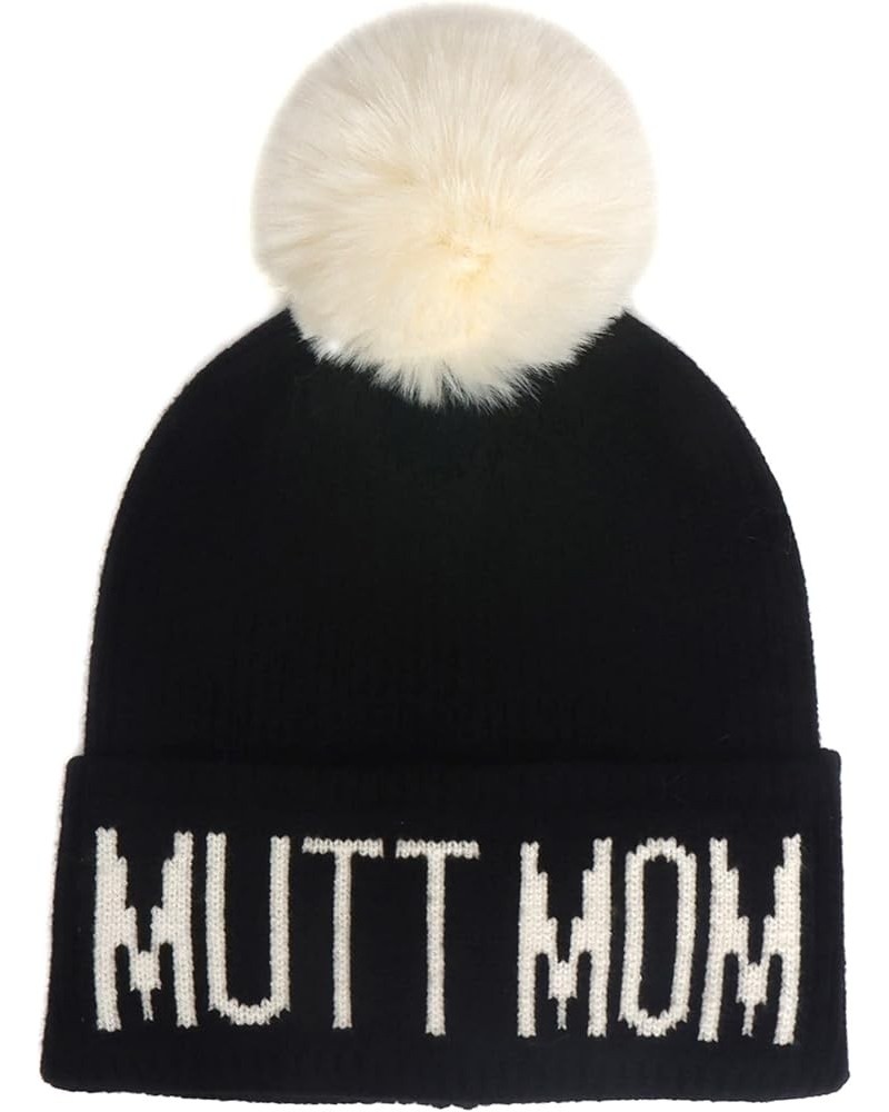 Dog Mom Dog Dad Knit Hat Beanie Touqe Mutt Mom Black Hat $11.95 Skullies & Beanies