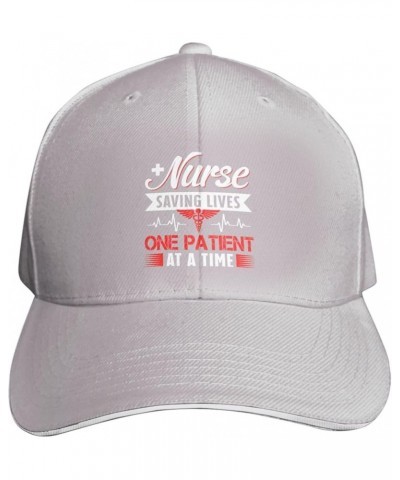 Nurse Saving Lives One Patient at A Time Baseball Cap Sandwich Brim Hats for Men Women Adjustable Caps Gray $11.48 Baseball Caps