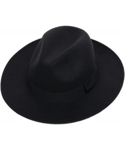 Vintage Hat Men's Black Wool Hat Stage Felt Hat Groom Vintage Gentleman Hat Wide Brim 2 $11.89 Fedoras