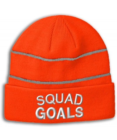 CustomReflective Beanie Squad Goals Potential Acrylic High Visibility Running Gear Skull Cap for Men & Women 1 Size Neon Oran...