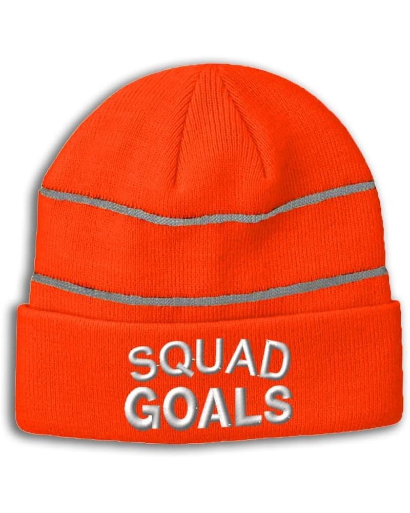 CustomReflective Beanie Squad Goals Potential Acrylic High Visibility Running Gear Skull Cap for Men & Women 1 Size Neon Oran...