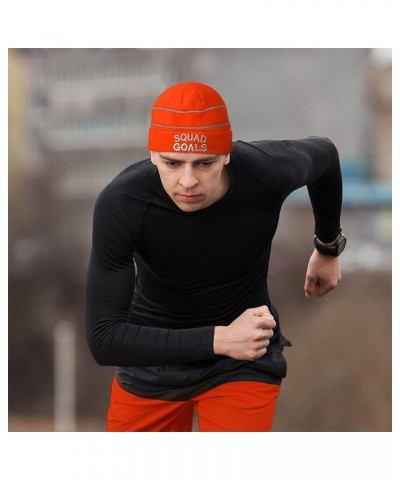 CustomReflective Beanie Squad Goals Potential Acrylic High Visibility Running Gear Skull Cap for Men & Women 1 Size Neon Oran...