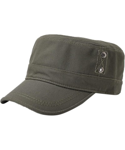 Mens Fashion Casual Cotton Flat Top Sunshade Washing Hat Hiking Hat Hat Bullseye Hat B-army Green $9.84 Sun Hats