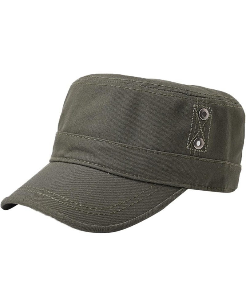 Mens Fashion Casual Cotton Flat Top Sunshade Washing Hat Hiking Hat Hat Bullseye Hat B-army Green $9.84 Sun Hats