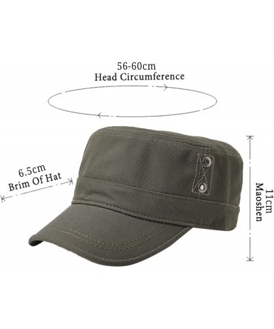 Mens Fashion Casual Cotton Flat Top Sunshade Washing Hat Hiking Hat Hat Bullseye Hat B-army Green $9.84 Sun Hats