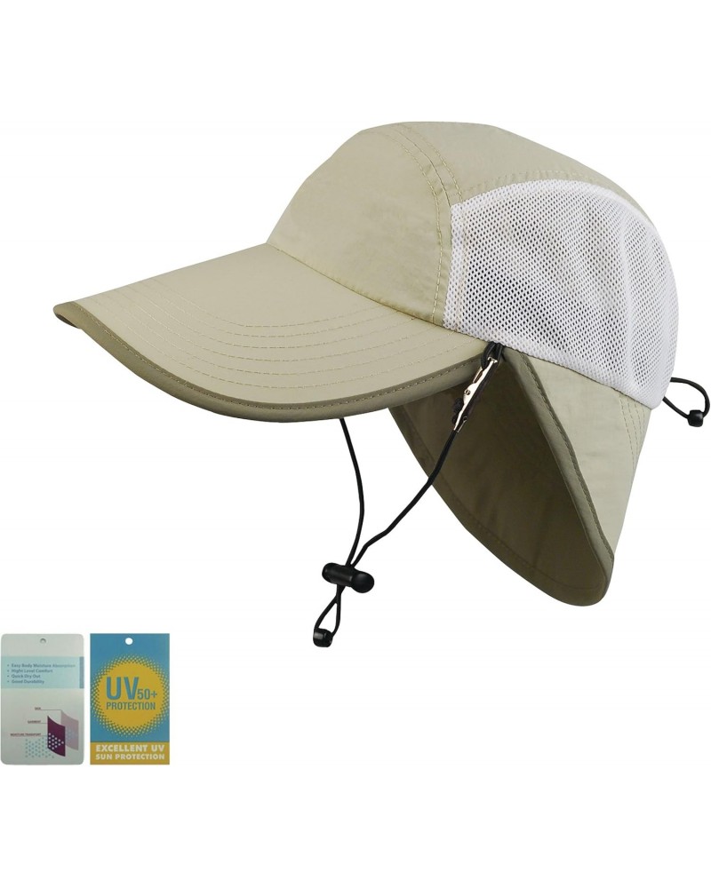 Taslon UV Large Bill Flap Cap, One Size, Khaki $16.18 Sun Hats