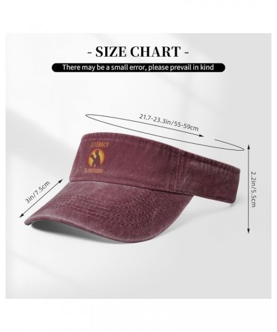 Literacy is Freedom Sun Visor Hats for Women Men Sun Hat Vintage Golf Hat Adjustable Baseball Cap Red $12.38 Visors