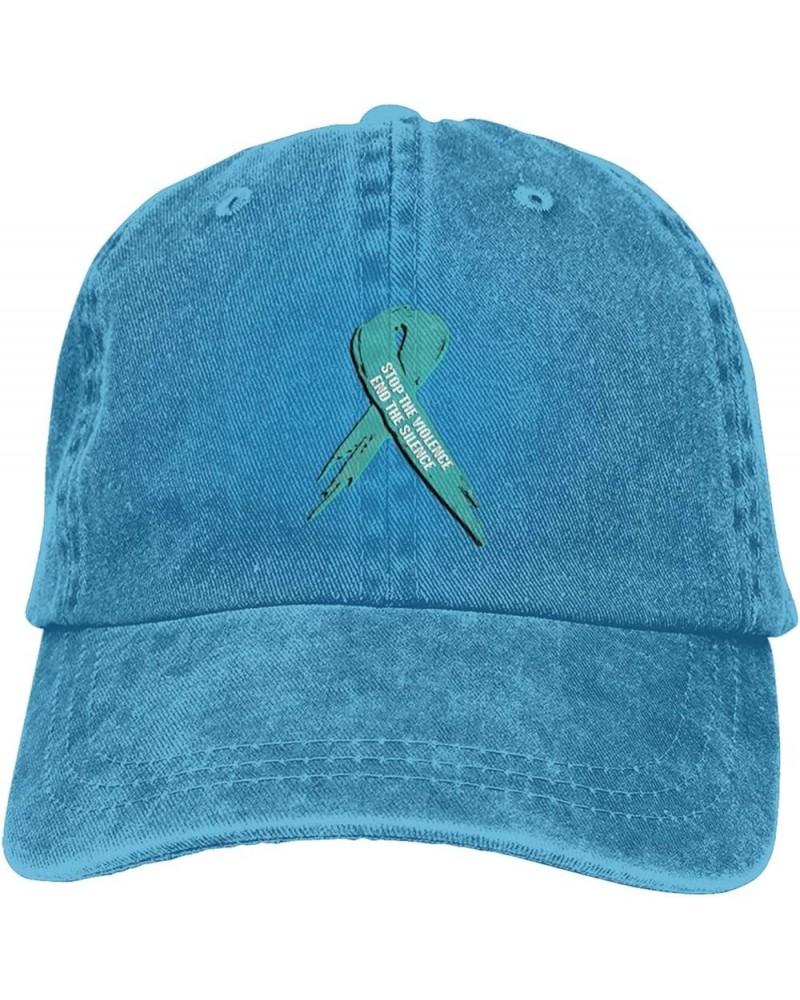 Sexual Sexual Assault Awareness Ribbon Black Cowboy Hat Baseball Hat for Men Women Men Hip Hop Baseball Cap Blue $10.00 Baseb...