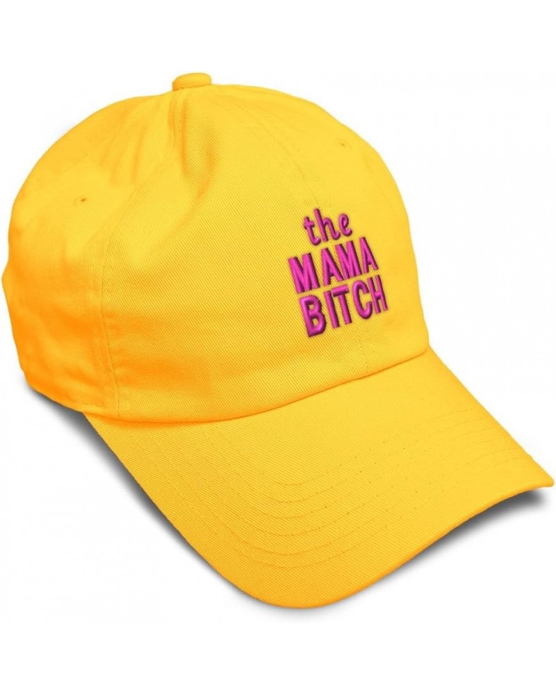 Soft Baseball Cap The Mama Bitch Cotton Dad Hats for Men & Women Golden Yellow $15.29 Baseball Caps