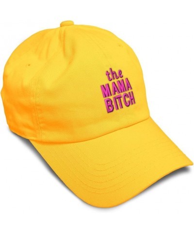 Soft Baseball Cap The Mama Bitch Cotton Dad Hats for Men & Women Golden Yellow $15.29 Baseball Caps