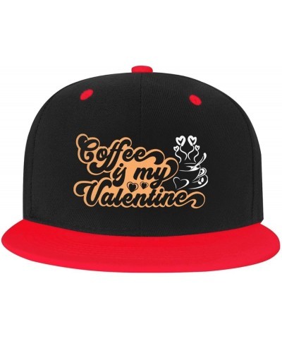 Coffee is My Valentine Baseball Cap for Men Women Snapback Hat Adjustable Flat Bill Hats Red $11.12 Baseball Caps