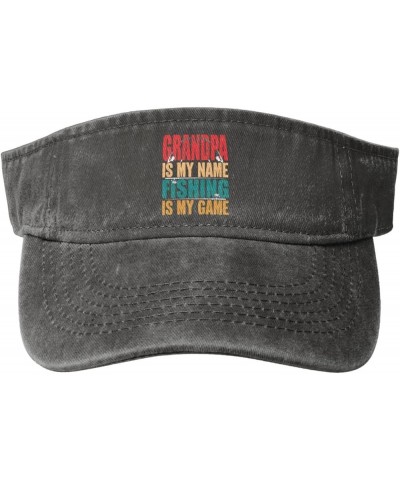 Grandpa is My Name Fishing is My Game Sun Visor Hats for Women Men Sun Hat Cotton Golf Hat Vintage Baseball Cap Deep Heather ...