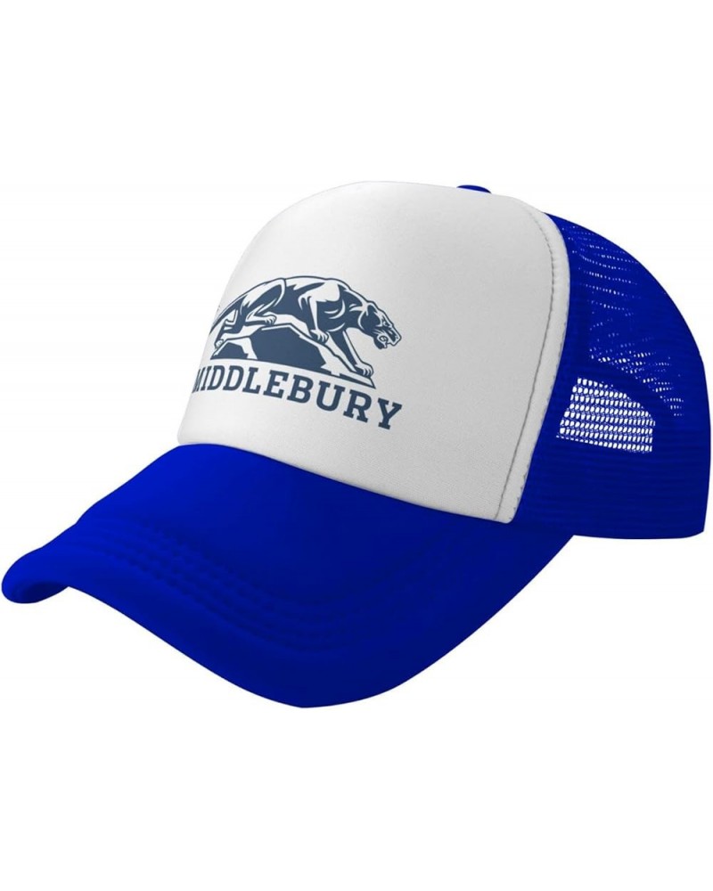 Middlebury College Logo Trucker Hats for Both Men and Women - Mesh Baseball Snapback Hats Blue $18.65 Baseball Caps