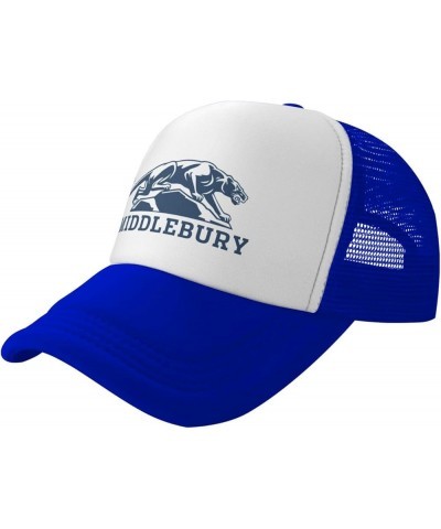 Middlebury College Logo Trucker Hats for Both Men and Women - Mesh Baseball Snapback Hats Blue $18.65 Baseball Caps