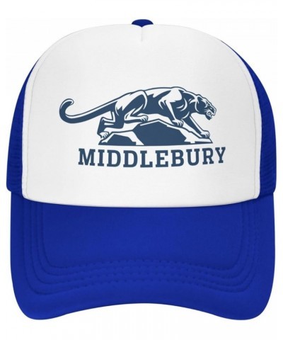 Middlebury College Logo Trucker Hats for Both Men and Women - Mesh Baseball Snapback Hats Blue $18.65 Baseball Caps