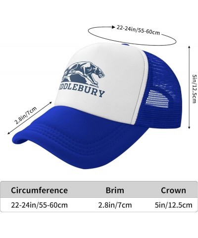 Middlebury College Logo Trucker Hats for Both Men and Women - Mesh Baseball Snapback Hats Blue $18.65 Baseball Caps