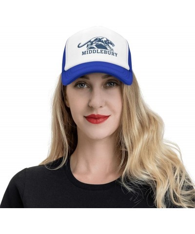 Middlebury College Logo Trucker Hats for Both Men and Women - Mesh Baseball Snapback Hats Blue $18.65 Baseball Caps