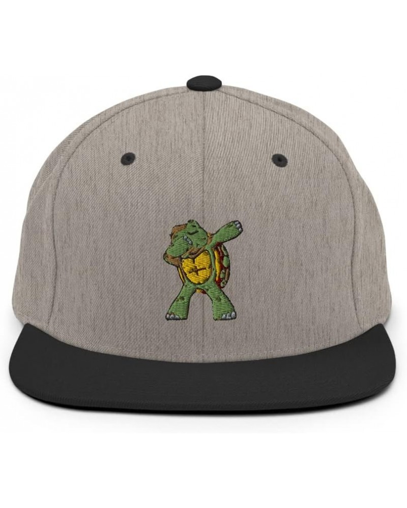 Turtle Dabbing Snapback Hat | Fun Dabbing Embroidered Classic Snapback Cap | Gift for Turtle Enthusiast Heather/Black $20.13 ...