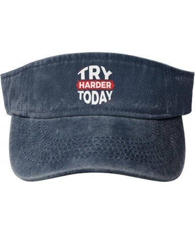 Try Harder Today Sun Visor Hats for Women Men Sun Hat Vintage Golf Hat Adjustable Baseball Cap Navy Blue $10.40 Visors