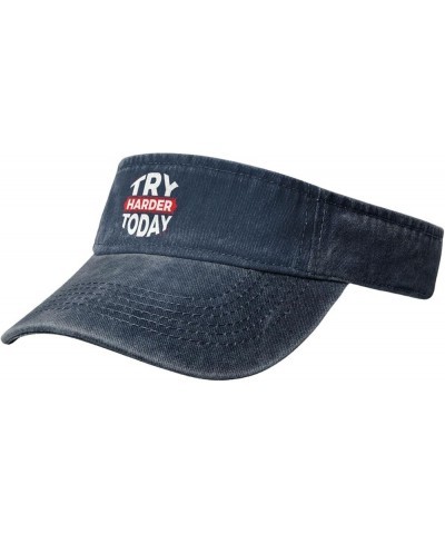 Try Harder Today Sun Visor Hats for Women Men Sun Hat Vintage Golf Hat Adjustable Baseball Cap Navy Blue $10.40 Visors