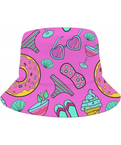 Cool Bucket Hats ice Cream Doodles Bucket Hats Sweet Flodable Womens Hat Swimming Pool Accessories for Dance Hand 4 $9.15 Buc...