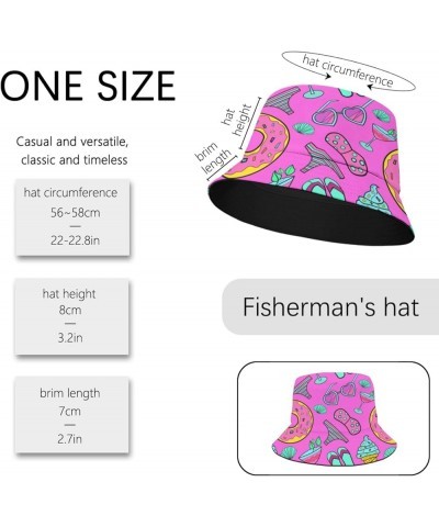 Cool Bucket Hats ice Cream Doodles Bucket Hats Sweet Flodable Womens Hat Swimming Pool Accessories for Dance Hand 4 $9.15 Buc...