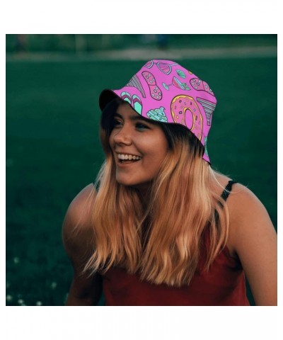 Cool Bucket Hats ice Cream Doodles Bucket Hats Sweet Flodable Womens Hat Swimming Pool Accessories for Dance Hand 4 $9.15 Buc...