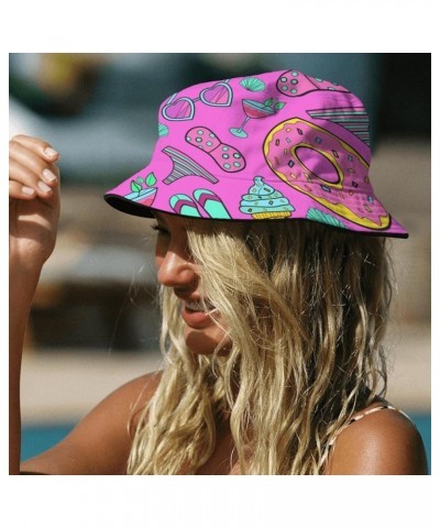 Cool Bucket Hats ice Cream Doodles Bucket Hats Sweet Flodable Womens Hat Swimming Pool Accessories for Dance Hand 4 $9.15 Buc...