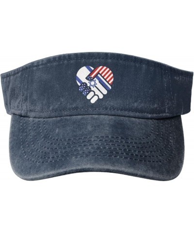 I Stand with Israel Flag America Flag Hat Sun Visor Hats for Women Men Funny Adjustable Summer Golf Caps Navy Blue $11.33 Visors