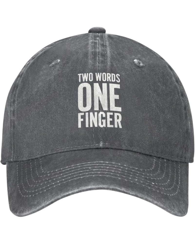 Two Words One Finger Baseball Cap Funny Dad Hat Men Women Sunhat Vintage Cowboy Hats Deep Heather $10.94 Baseball Caps