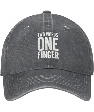 Two Words One Finger Baseball Cap Funny Dad Hat Men Women Sunhat Vintage Cowboy Hats Deep Heather $10.94 Baseball Caps