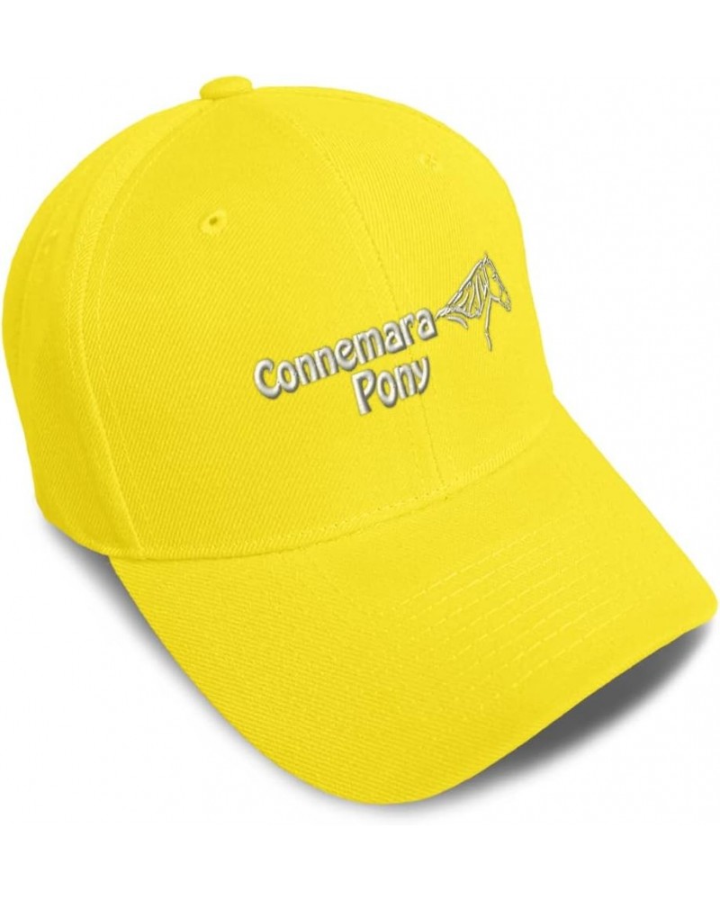 Custom Baseball Cap Connemara Pony Horses Breed Acrylic Pony Dad Hats for Men and Women Yellow Design Only $10.80 Baseball Caps