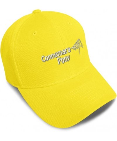 Custom Baseball Cap Connemara Pony Horses Breed Acrylic Pony Dad Hats for Men and Women Yellow Design Only $10.80 Baseball Caps