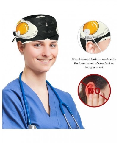 Scrub Hat,Working Head Cover with Buttons and Cotton Sweatband A689f5fuzn $7.74 Skullies & Beanies