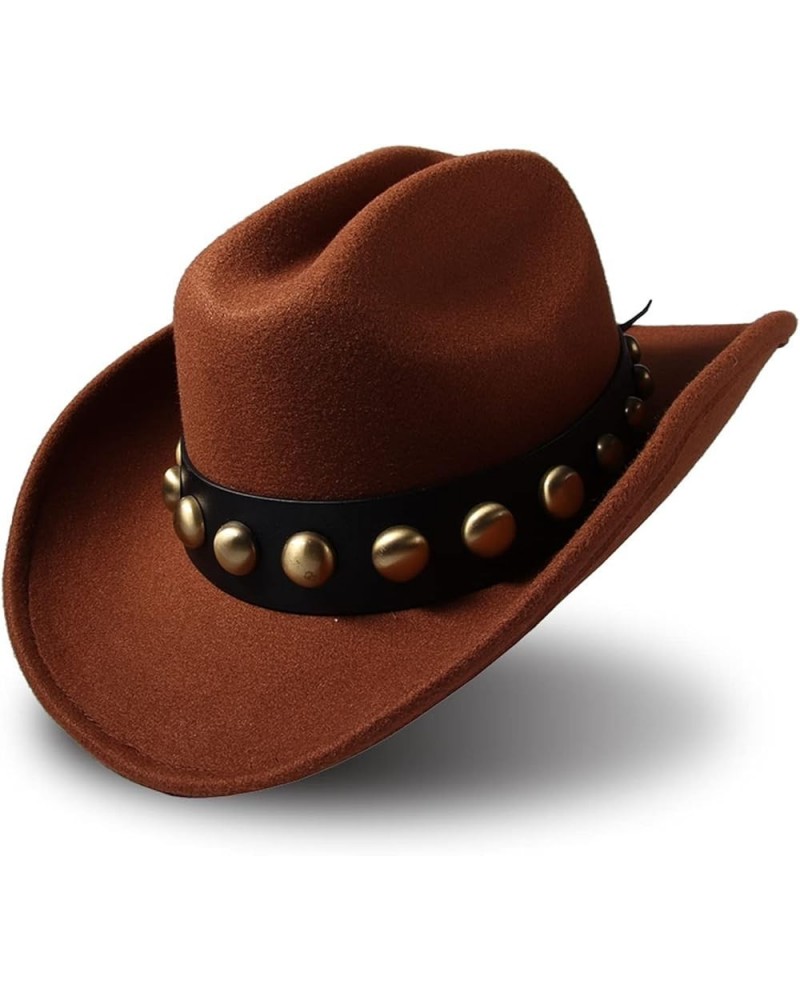 Women Men Wool Cowboy Hat Wide Brim Shapeable Western Sombrero Hombre Fedora Hat Light Coffee $22.24 Cowboy Hats