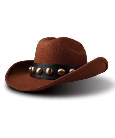 Women Men Wool Cowboy Hat Wide Brim Shapeable Western Sombrero Hombre Fedora Hat Light Coffee $22.24 Cowboy Hats