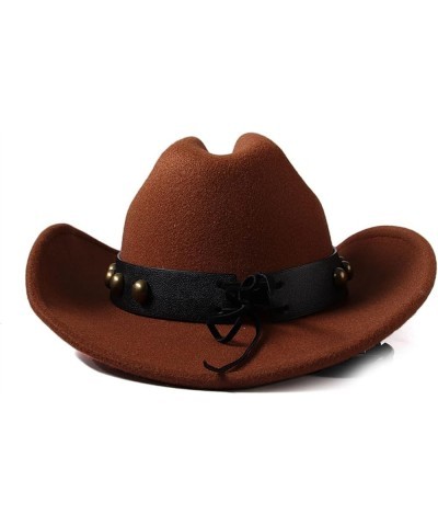 Women Men Wool Cowboy Hat Wide Brim Shapeable Western Sombrero Hombre Fedora Hat Light Coffee $22.24 Cowboy Hats