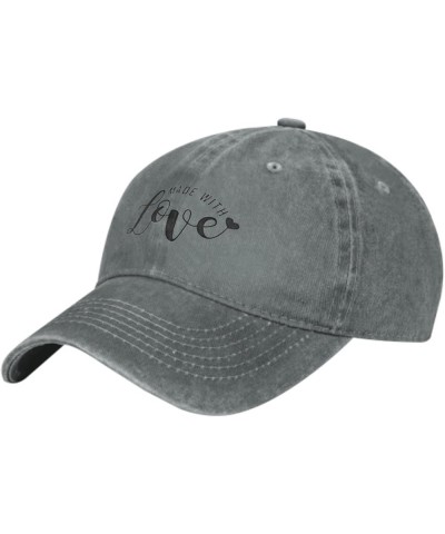 Trucker Caps Baseball Cap with Your Text Funny Baseball Cap Made With Love Inscription Lettering Gray3 $9.48 Baseball Caps