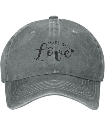 Trucker Caps Baseball Cap with Your Text Funny Baseball Cap Made With Love Inscription Lettering Gray3 $9.48 Baseball Caps