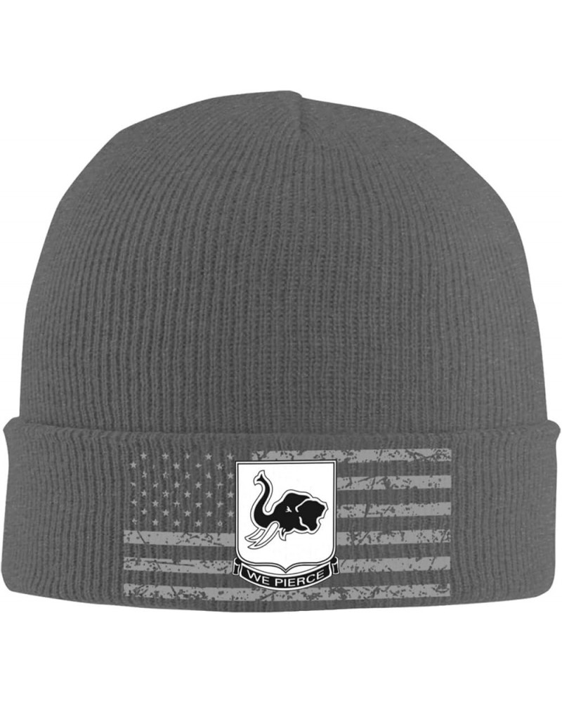 64th Armor Regiment Knitted Hat Winter Soft Warm Beanie Hats Black Deep Heather $18.96 Skullies & Beanies